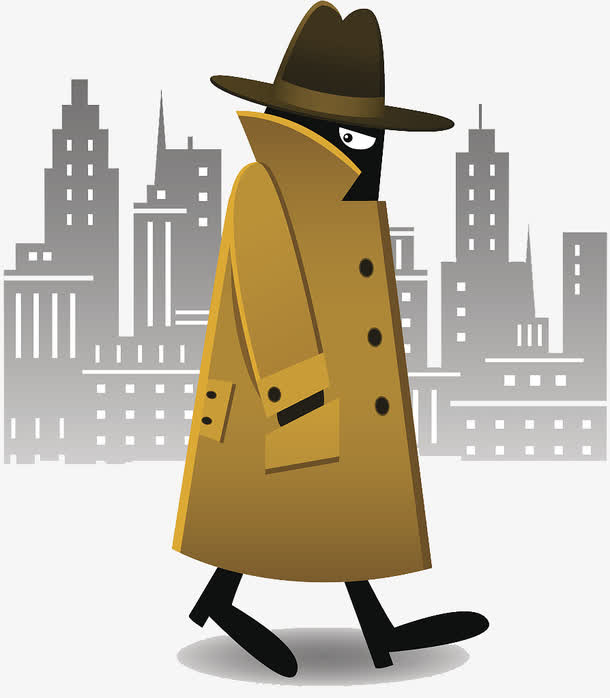 卡通人物走在路上的侦探素材免费下载_觅元素