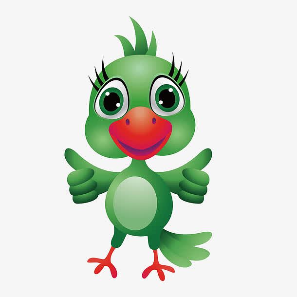 矢量卡通绿色小鸭子