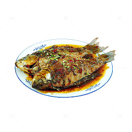 产品实物农家菜红烧鲫鱼