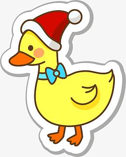 圣诞节可爱小黄鸭卡通贴纸