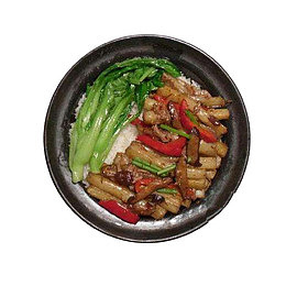 鱼香茄子石锅饭