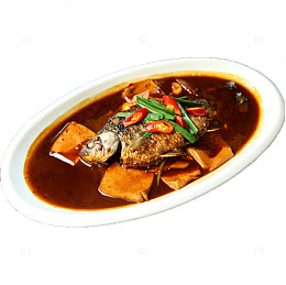 产品实物辣椒红烧鲫鱼