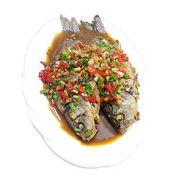 产品实物家常菜红烧鲫鱼