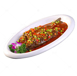 产品实物葱花红烧鲫鱼
