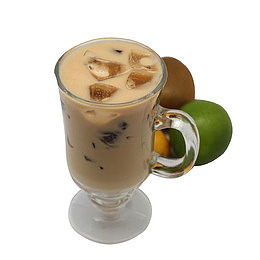 玻璃杯装仙草奶茶