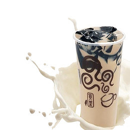 奶茶溅起仙草奶茶