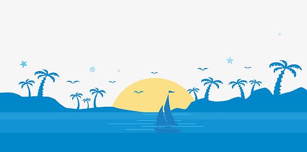 矢量卡通简洁扁平化海平面