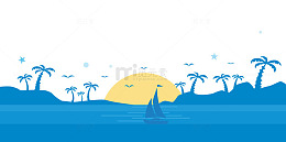 矢量卡通简洁扁平化海平面