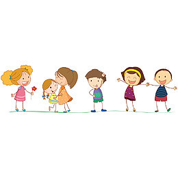 卡通一群小孩素材
