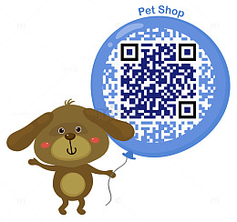 手拿二维码气球的小熊