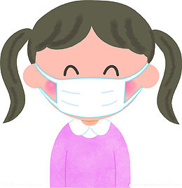 到口罩的小女孩