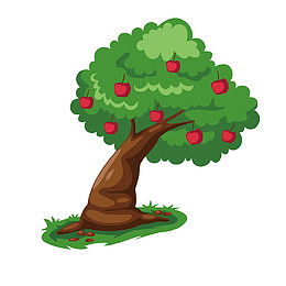 绿色卡通苹果树装饰