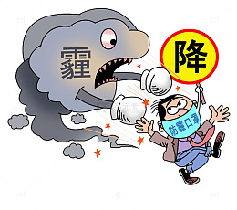 戴口罩防止雾霾的男士