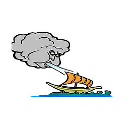 风吹海中船