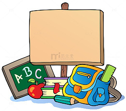 开学季手绘一系列学习用具插图