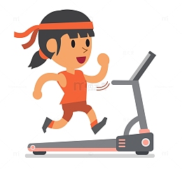 卡通美女跑步机跑步