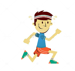 跑步健身的男孩卡通形象