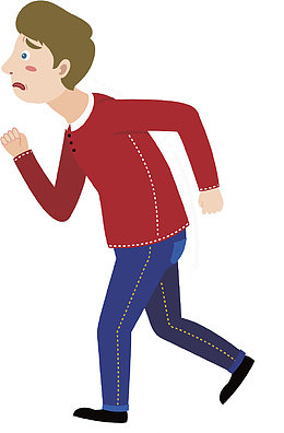 卡通跑步的男孩