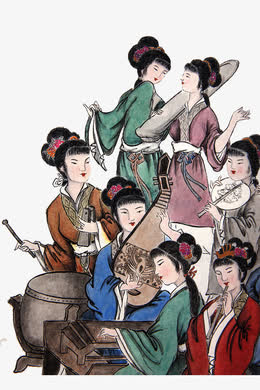 手绘水墨工笔画古代仕女