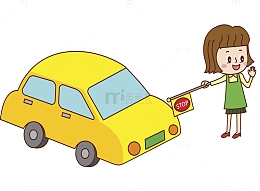 卡通指挥交通的女人