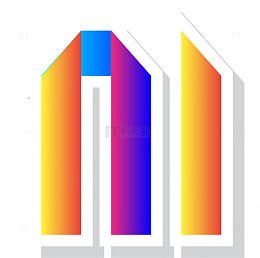 渐变色条折叠英文字母M