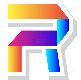 渐变色条折叠英文字母R