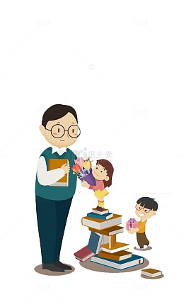 卡通风格教师节老师与学生插图