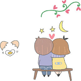 看月亮的情侣