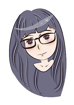长头发戴眼镜的漫画女孩