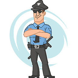 卡通双手交叉穿制服的保安