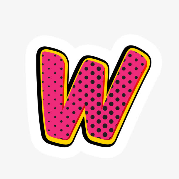 漫画风格字母w