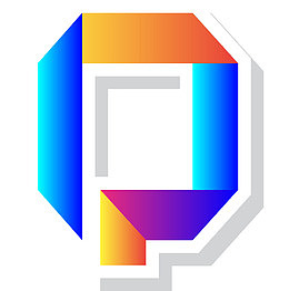 渐变色条折叠英文字母Q