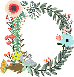 手绘植物花卉创意英文字母D