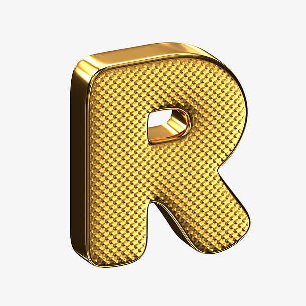 金色立体艺术字母R