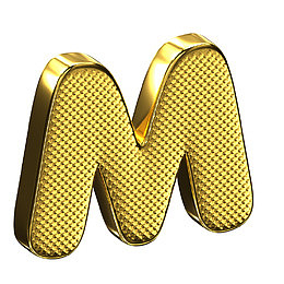 金色金属质感立体艺术字母M