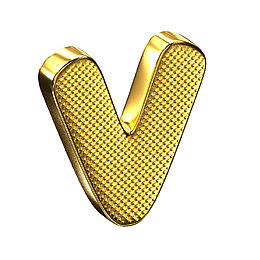 金色立体艺术字母V
