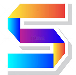 渐变色条折叠英文字母S