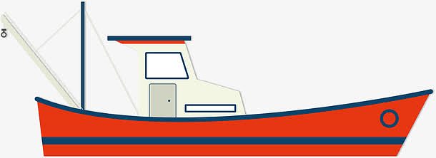 红色卡通渔船矢量图