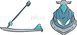 手绘摩托艇