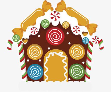 圣诞节手绘卡通七彩糖果屋