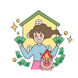 赚钱发疯的女孩PNG