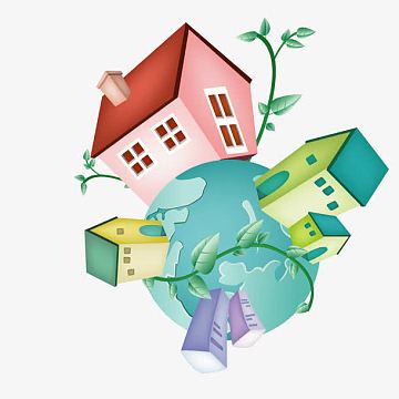 地球上的房子png地球和商务建筑png矢量金融地球png地球与房子png卡通