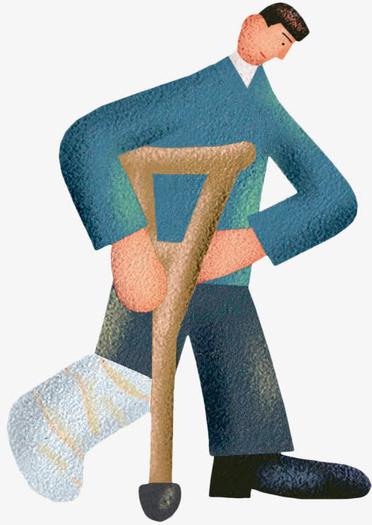 手绘拄拐杖的人