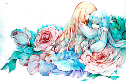 卡通手绘鲜花少女