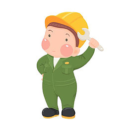 卡通人物插图拿着扳手的装修工人