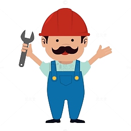 扁平小胡子可爱人物插图装修工人