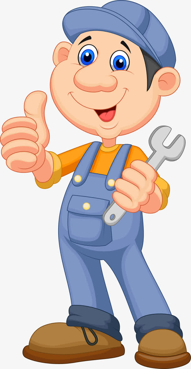 黄色卡通装修工人