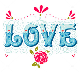 矢量彩色字母蓝色love艺术字