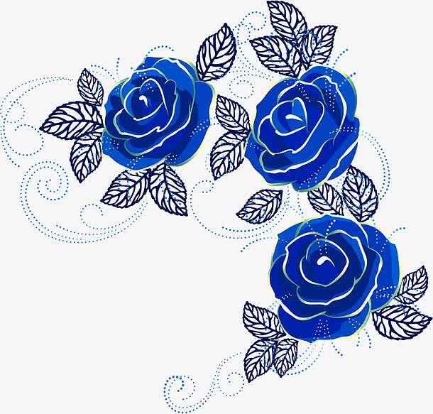 蓝色玫瑰花纹装饰