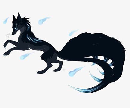 手绘卡通动物九尾狐狸攻击免抠